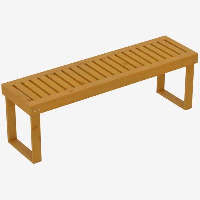 Outsunny Banc de gradina banc din lemn de pin 2 locuri banca de gradina sezut cu lamele 132 x 34 x 43 cm lemn natural | Aosom Romania