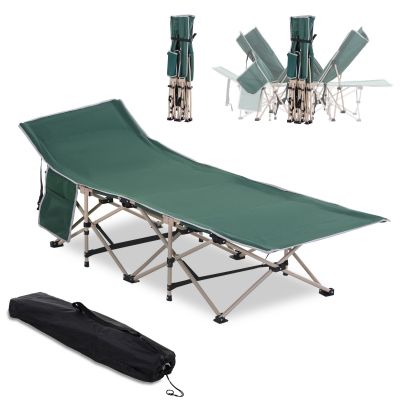 Outsunny Pat de camping pliant, pat de camp cadru din oțel ușor, geantă de transport greutate maximă suportată 150 kg, 190 x 68 x 52 cm verde | Aosom Romania