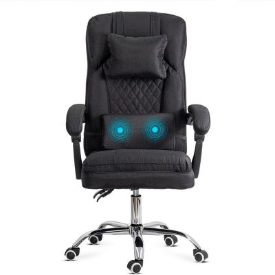 Scaun birou negru din stofa cu baza metalica si perna lombara masaj, modern OFF 936