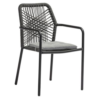Scaun de gradina Kherson aluminiu ropa antracit- perna, gri, 55x61x84 cm