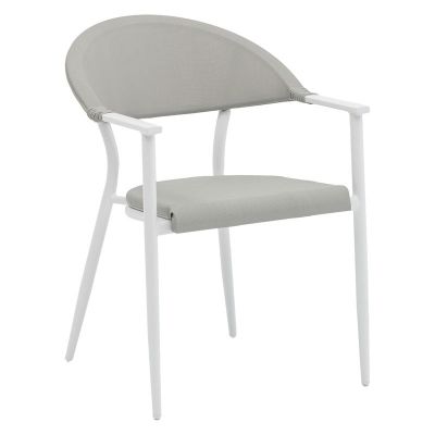 Scaun de gradina Pino aluminiu alb, textilena, gri, 56x62x77 cm