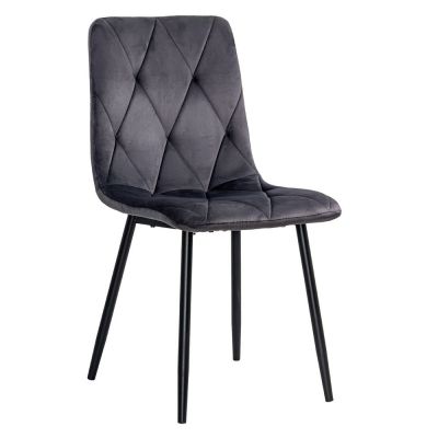 Scaun living din catifea cu picioare metalice BUC 210 gri