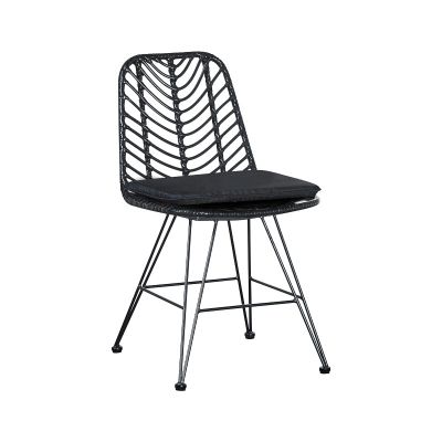 Scaun Naoki cu perna, Negru - Natural, 44x58x82 cm