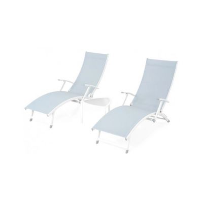 Set 2 sezlonguri reglabile si masuta aluminiu CALLIE, gri