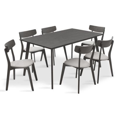 Set de dining Benson - Toto 7 piese, Gri - Nuc, 150x90x75 cm