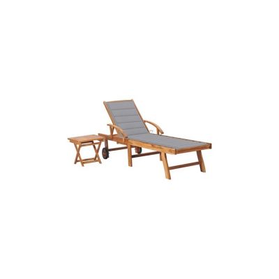 Sezlong cu perna si masa, lemn masiv de tec