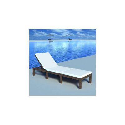 Sezlong cu saltea, reglabil, poliratan, maro