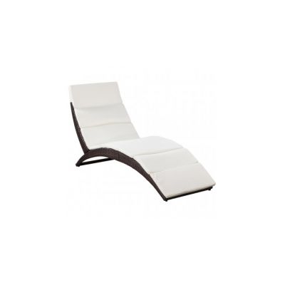 sezlong pliabil din poliratan cu saltea, maro