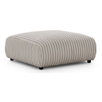 Taburet gri deschis cu tapițerie din catifea reiată Justin – Ropez