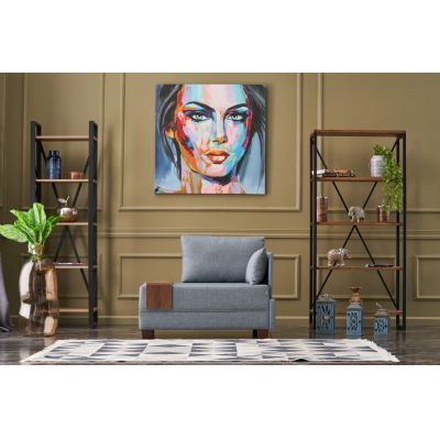 Fotoliu Fly Armchair Right, Balcab Home, 100x80x75 cm, lemn, albastru deschis