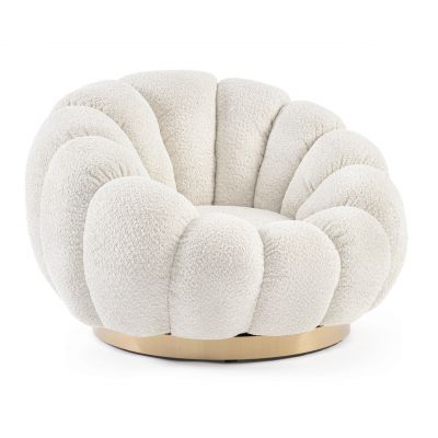 Fotoliu rotativ Florel, Bizzotto, 86 x 62 x 72 cm, placaj/poliester Boucle, natural