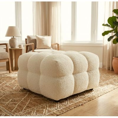 Pouf Bellezza 90x90x43 cm, Ivory
