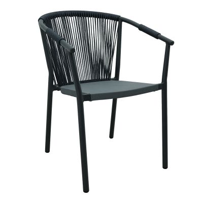 Scaun de aluminiu Convince stivuibil cu cadru Gri-textilene-pe ratan, 56x63x82 cm