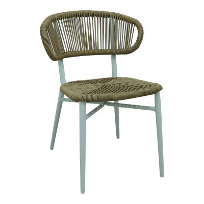 Scaun din aluminiu cu ratan Agus , empilabil, Alb, 55x63x77cm