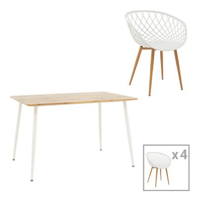 Set masa si scaune 5 buc Cuba  Alb 120x80x75 cm