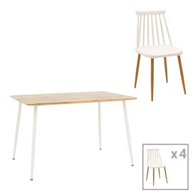 Set masa si scaune 5 buc Cuba  Alb 120x80x75 cm