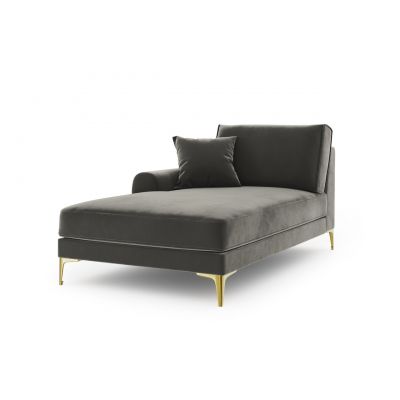 Sezlong living stanga, Madara, Mazzini Sofas, gold legs, 102x182x90 cm, catifea, gri deschis