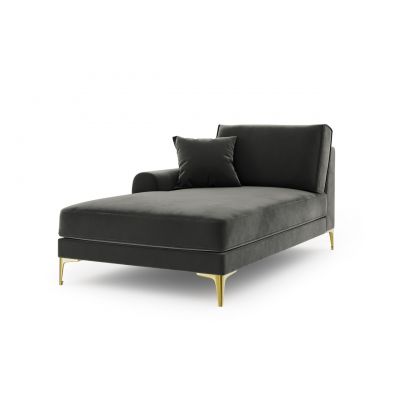 Sezlong living stanga, Madara, Mazzini Sofas, gold legs, 102x182x90 cm, catifea, gri inchis