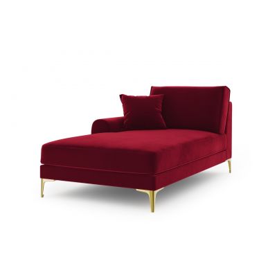 Sezlong living stanga, Madara, Mazzini Sofas, gold legs, 102x182x90 cm, catifea, rosu vin