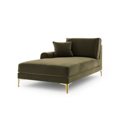Sezlong living stanga, Madara, Mazzini Sofas, gold legs, 102x182x90 cm, catifea, verde