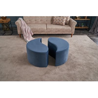 Taburet Alis Puf, Balcab Home, 80x80x40 cm, lemn, albastru