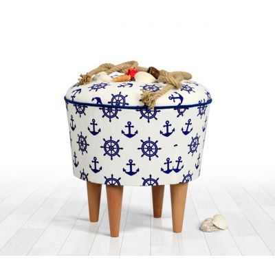 Taburet, Atelier del Sofa, 209FLF1215, Albastru/Alb