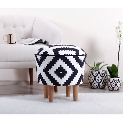 Taburet, Atelier del Sofa, 209FLF1260, Alb/Negru