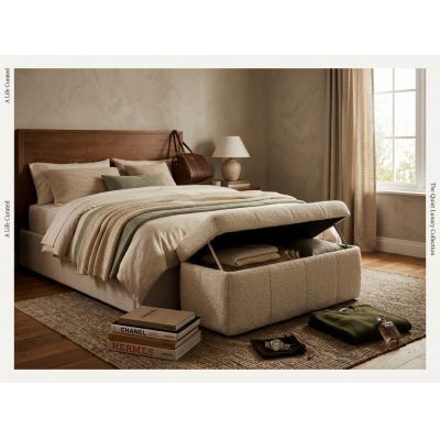 Taburet Bellezza cu lada de depozitare, 124x41x47 cm, Bej sand