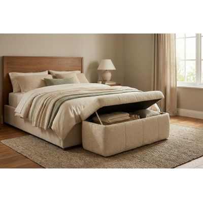 Taburet Bellezza cu lada de depozitare, 124x41x47 cm, Ivory