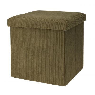Taburet cu spatiu pentru depozitare Corduroy, Excellent Houseware, 38x38x38 cm, poliester/MDF,