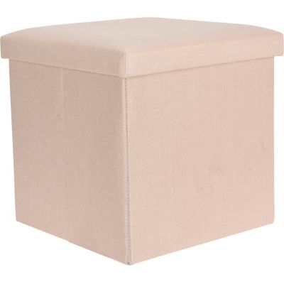 Taburet cu spatiu pentru depozitare, Excellent Houseware, 38x38x38 cm, max 100 kg, poliester 600D, crem