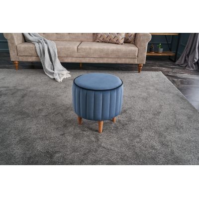 Taburet Lindy Puf, Balcab Home, 40x40x40 cm, lemn, albastru