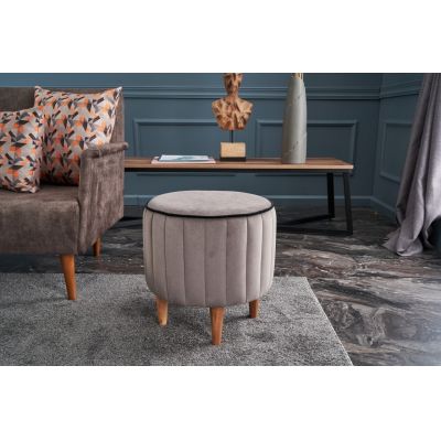 Taburet Lindy Puf, Balcab Home, 40x40x40 cm, lemn, gri