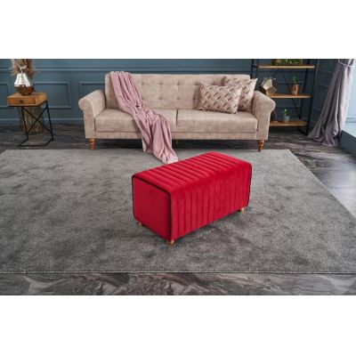 Taburet Mabel Puf, Balcab Home, 80x40x40 cm, lemn, rosu