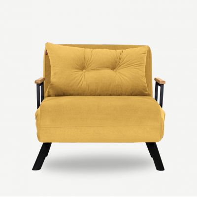 Canapea extensibila, Hanah Home, metal, mustar, 175x60 cm