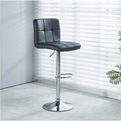 Scaun bar Joly, design minimalist, bază metalică rotativă, reglaj înălțime, eco-piele premium, Negru