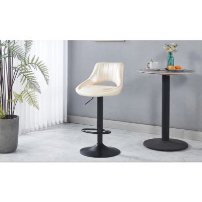 Scaun bar Lary, reglabil pe înălțime, design ergonomic, tapițerie eco-piele, 45x49x84-103 cm, Bej