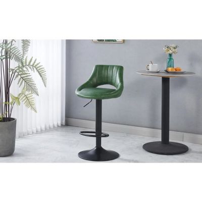 Scaun bar Lary, reglabil pe înălțime, design ergonomic, tapițerie eco-piele, 45x49x84-103 cm, Verde