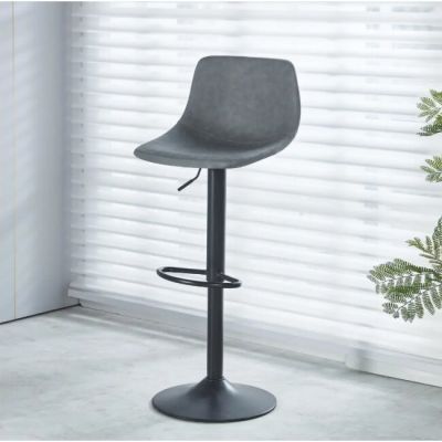 Scaun bar Polo, șezut ergonomic, bază cromată, suport picioare integrat, 93-115 cm, Gri