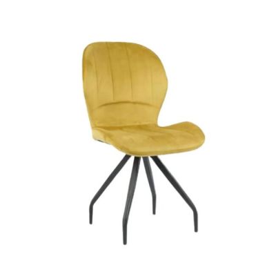 Scaun Criss, stil contemporan, tapițerie catifea moale, picioare metalice, 58x50x88 cm, Galben