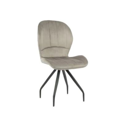 Scaun Criss, stil contemporan, tapițerie catifea moale, picioare metalice, 58x50x88 cm, Gri