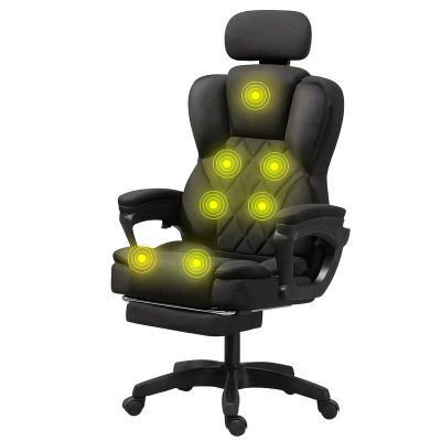 Scaun de Birou cu Masaj TimeBox – Reglabil pe Inaltime, Functie de Masaj cu Vibratii, Spatar Rabatabil 125°, Suport pentru Picioare Retractabil, Tetiera Reglabila, Rotire 360°, Captuseala Densa din Spuma, Design Ergonomic, Negru - Default Title