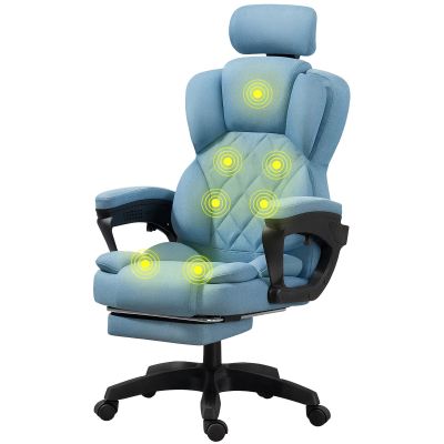 Scaun de Birou cu Masaj TimeBox – Reglabil pe Inaltime, Functie de Masaj cu Vibratii, Spatar Rabatabil 125°, Suport pentru Picioare Retractabil, Tetiera Reglabila, Rotire 360°, Captuseala Densa din Spuma, Design Ergonomic, Turcoaz - Default Title