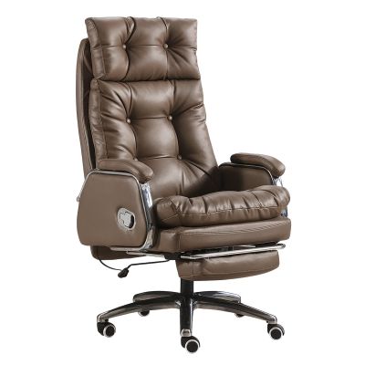 Scaun de Birou Ergonomic cu Masaj in 7 Puncte, Inclinare 155°, Suport Retractabil Picioare, Piele Premium, Captuseala Groasa, Rotire 360°, Reglabil pe Inaltime – Ideal pentru Office, Gaming, Relaxare Acasa, Maro - Default Title