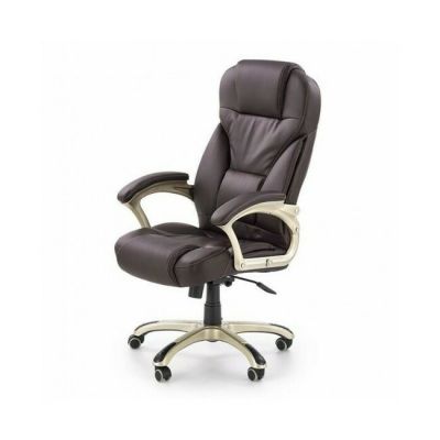 Scaun Desmond birou cu mecanism TILT și roți cauciucate, piele ecologică, 67x70x112-119 cm, maro închis