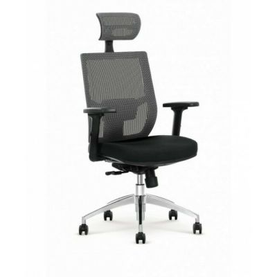 Scaun ergonomic Admiral negru/gri cu funcție MULTIBLOCK și tetieră reglabilă