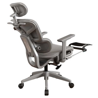 Scaun Ergonomic cu Suport Lombar – Spatar Reglabil si Reclinabil, Plasa Respirabila, Sezut Confortabil, Suport pentru Picioare, Rotativ 360°, Ideal pentru Birou, Gaming sau Studiu, Gri - Default Title