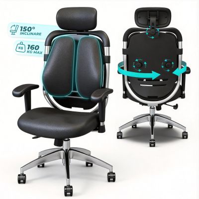 Scaun Ergonomic de Birou Timebox, Cotiere 3D, Tetiera Reglabila 3D, Negru - Default Title