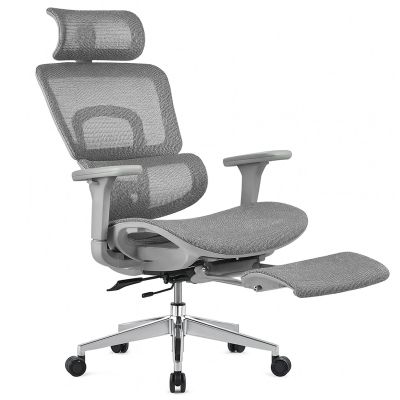 Scaun ergonomic Timebox, Reglare inaltime, spatar in 6 pozitii 150°, Cotiere 4D, Plasa Mesh, Profil lombar flexibil, Suport Picioare, Baza din aluminiu durabil, pana la 150 kg, Gri - Default Title