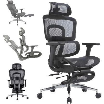 Scaun ergonomic Timebox, Reglare inaltime, spatar in 6 pozitii 150°, Cotiere 4D, Plasa Mesh, Profil lombar flexibil, Suport Picioare, Baza din aluminiu durabil, pana la 150 kg, Negru - Default Title